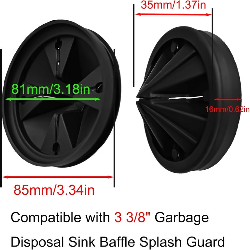 Anglepingping 3 3/8" Garbage Disposal Sink Baffle QCB-AM Splash Guard for Insinkerator, Garbage Disposal Quiet Collar Drain Plugs Cover Splash Guard Replacement for InSinkErator Evolution Series(Black) - Image 2